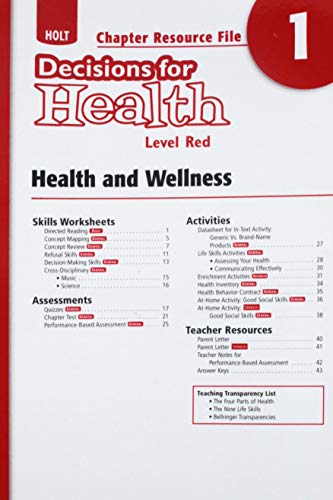 Book Decisions for Health: Chapter Resources Package Level Red free