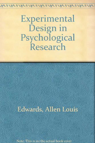 Book Experimental Design in Psychological Research free