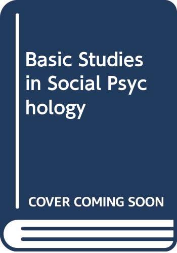 Book Basic Studies in Social Psychology free