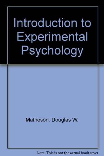 Book Introduction to Experimental Psychology free