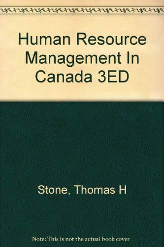 Book Human Resource Management In Canada 3ED free