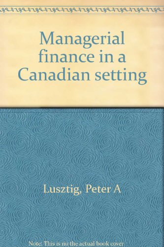 Book Managerial Finance In A Canadian Setting free