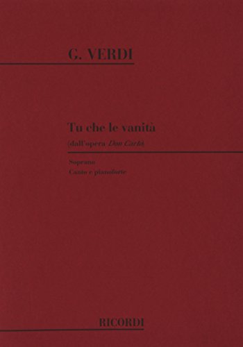 Book Partitions classique RICORDI VERDI G. - TU CHE LE VANITA - CHANT ET PIANO Voix solo, piano free