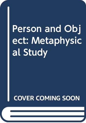 Book Person And Object: A Metaphysical Study free