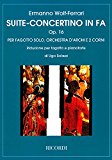 Book Partitions classique RICORDI WOLF-FERRARI E. - SUITE-CONCERTINO IN FA - BASSON ET ENSEMBLE CORDES Basson free