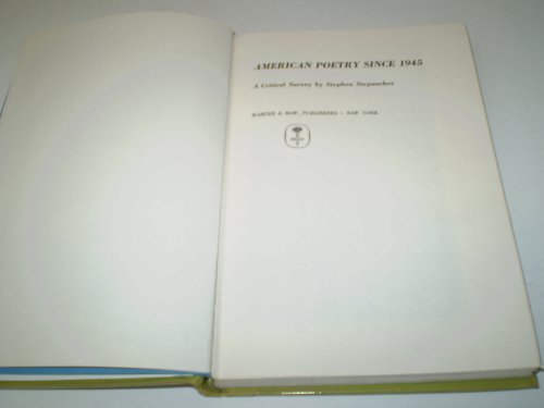 Book American Poetry Since 1945: A Critical Survey. free