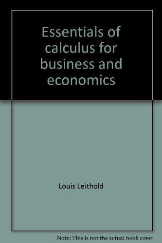 Book Essentials of calculus for business and economics free