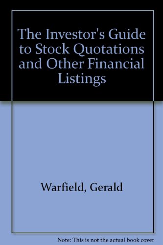 Book The Investor's Guide to Stock Quotations and Other Financial Listings free