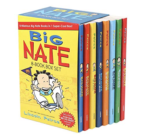 Book Big Nate Lincoln Peirce Series 8 Books Box Gift Set Includes Mr Popularity,Genius Mode, Here Goes Nothing,What Could Possibly go Wrong, Goes for Broke,On a Roll, Strikes Again,In a Class by Himself free