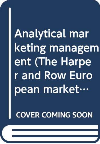 Book Analytical Marketing Management (the Harper And Row European Marketing Series) free