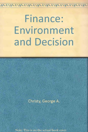 Book Finance: Environment And Decisions free