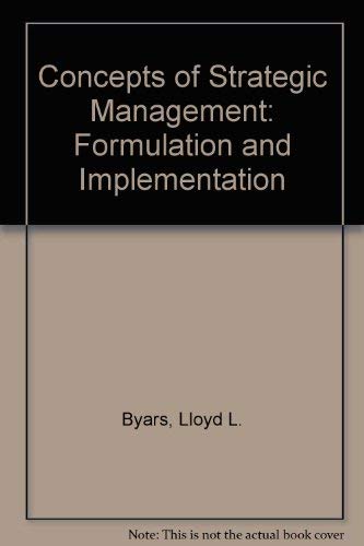 Book Concepts Of Strategic Management: Formulation And Implementation free