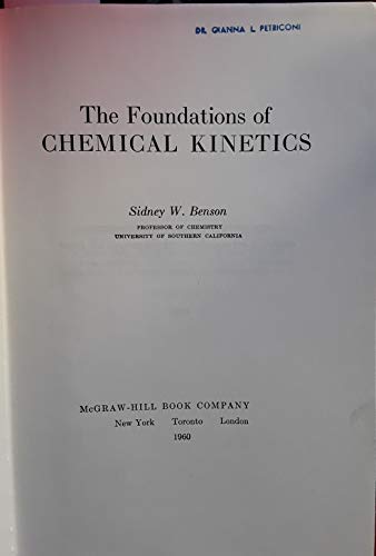 Book The Foundations of Chemical Kinetics. (Advanced Chemistry) free
