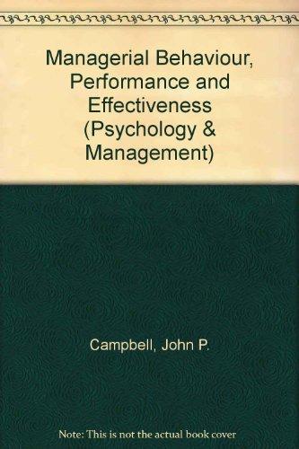 Book Managerial Behavior, Performance, and Effectiveness (Psychology & Management) free