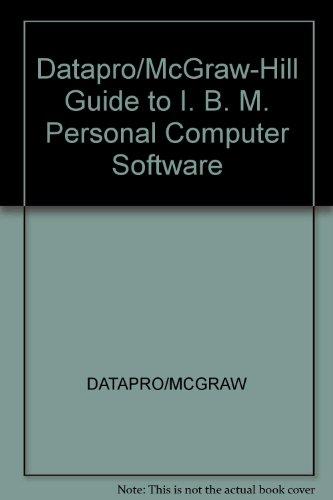 Book Datapro/mcgraw-hill Guide To Ibm Pc Software free