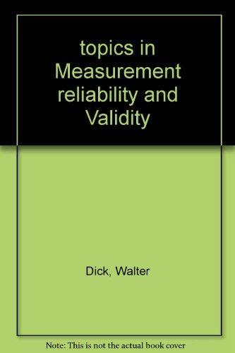 Book Topics in measurement reliability and validity free