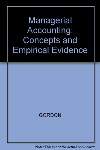 Book Managerial Accounting: Concepts and Empirical Evidence free