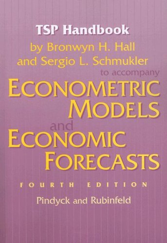 Book TSP Handbook to Accompany Econometric Models and Economic Forecasts by Pindyck and Rubenfeld free