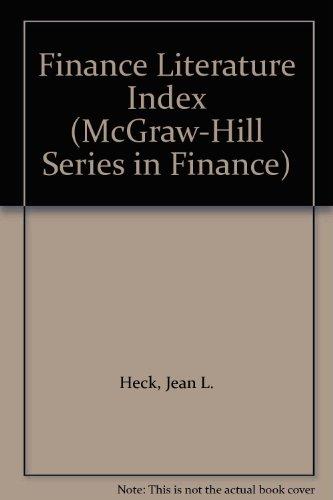 Book Finance Literature Index (mcgraw-hill Series In Finance) free