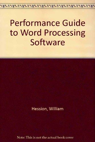Book Performance Guide To Word Processing Software (a Byte Book) free