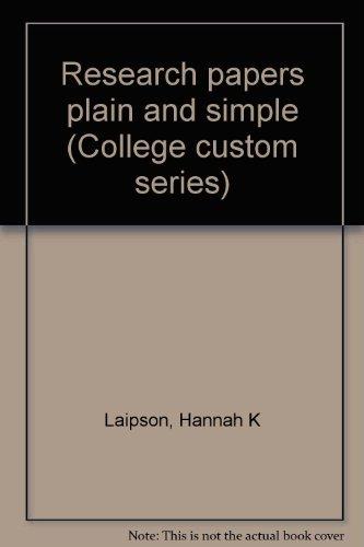 Book Research Papers Plain And Simple (college Custom Series) free