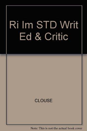 Book Instructor's Manual: Im Std Writ Ed & Critic free