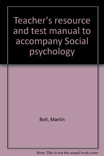 Book Teacher's Resource And Test Manual To Accompany Social Psychology free