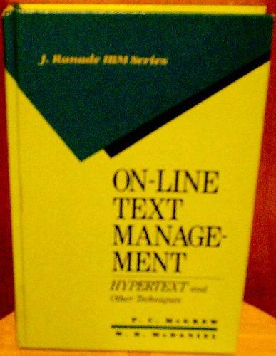 Book On-line Text Management: Hypertext And Other Techniques (j Ranade Ibm Series) free