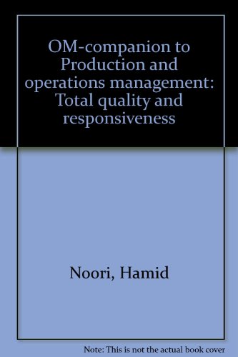 Book OM-companion to Production and operations management: Total quality and responsiveness free