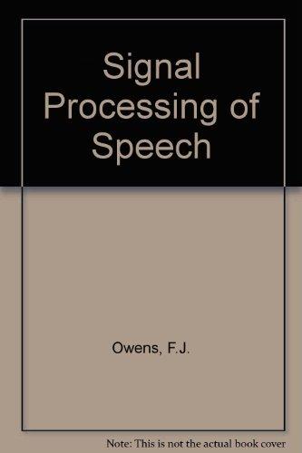 Book Signal Processing of Speech free