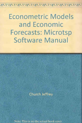 Book Econometric Models And Economic Forecasts: Microtsp Software Manual free
