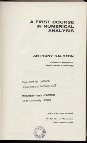 Book A First Course in Numerical Analysis free