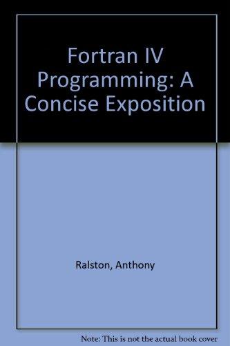 Book Fortran Iv Programming: A Concise Exposition. free