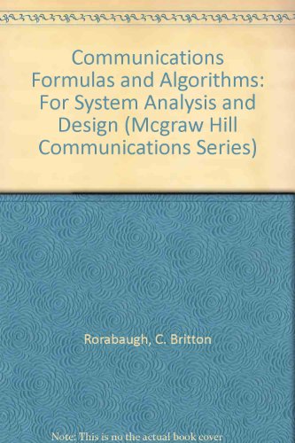 Book Communications Formulas And Algorithms: For System Analysis And Design (mcgraw Hill Communications Series) free