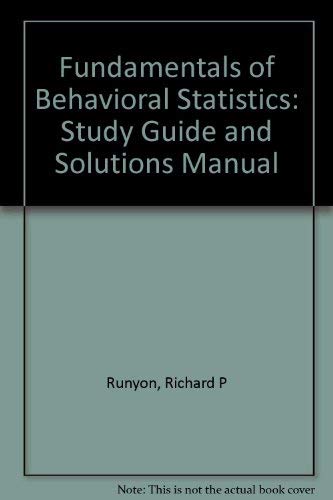 Book Fundamentals of Behavioral Statistics: Study Guide and Solutions Manual free