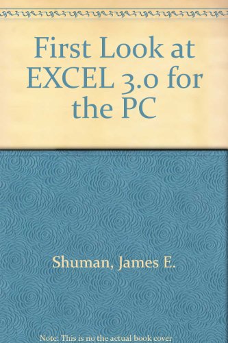 Book First Look At ... Microsoft Excel 3.0 For Windows free