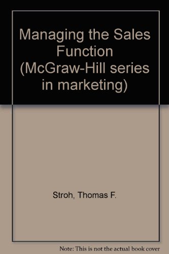 Book Managing The Sales Function free