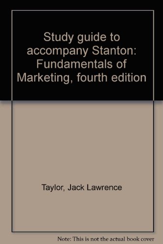 Book Study Guide To Accompany Stanton: Fundamentals Of Marketing, Fourth Edition free