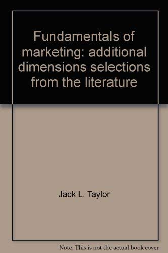 Book Fundamentals of marketing: additional dimensions, selections from the literature free