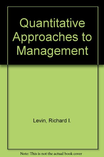 Book Quantitative Approaches to Management free