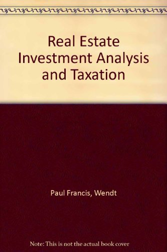 Book Real Estate Investment Analysis And Taxation free