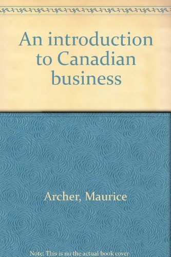 Book An Introduction To Canadian Business free