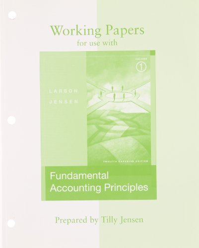 Book Working Papers for Use with Fundamental Accounting Principles, 12th Canadian Edition, Volume 1 free