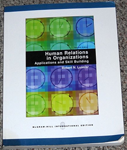 Book Human Relations in Organizations: Applications and Skill Building free