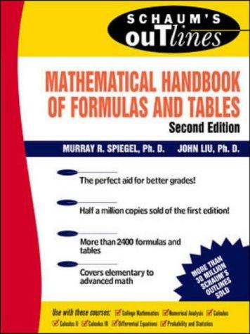 Book Schaum's Mathematical Handbook of Formulas and Tables (Schaum's Outline) free