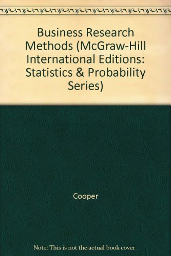 Book Business Research Methods (McGraw-Hill International Editions: Statistics & Probability Series) free