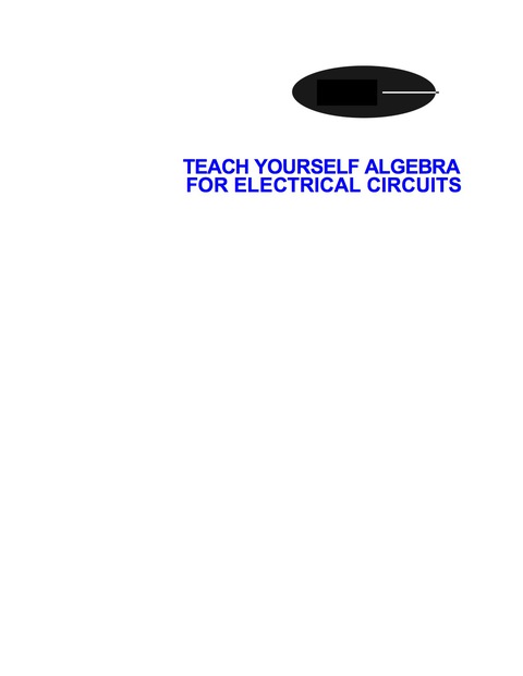 Book Teach Yourself Algebra for Electronic Circuits free