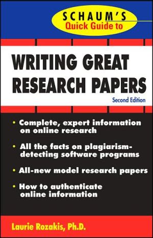Book Schaum's Quick Guide to Writing Great Research Papers free