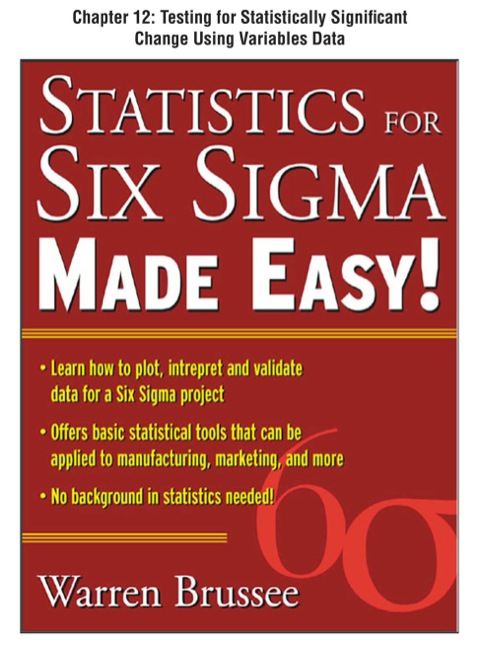 Book Statistics for Six Sigma Made Easy, Chapter 12 - Testing for Statistically Significant Change Using Variables Data free