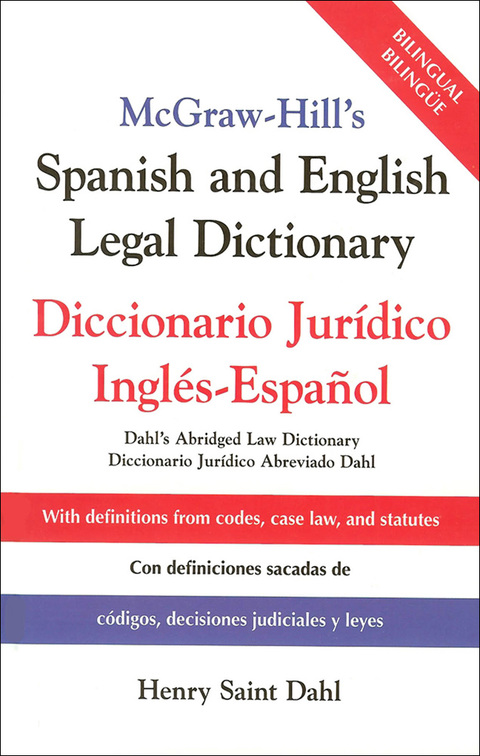 Book McGraw-Hill's Spanish and English Legal Dictionary: Doccionario Juridico Ingles-Espanol free